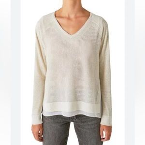 New Lucky Brand Metallic Knit Sheer Lightweight Delicate Blouse Women’s M